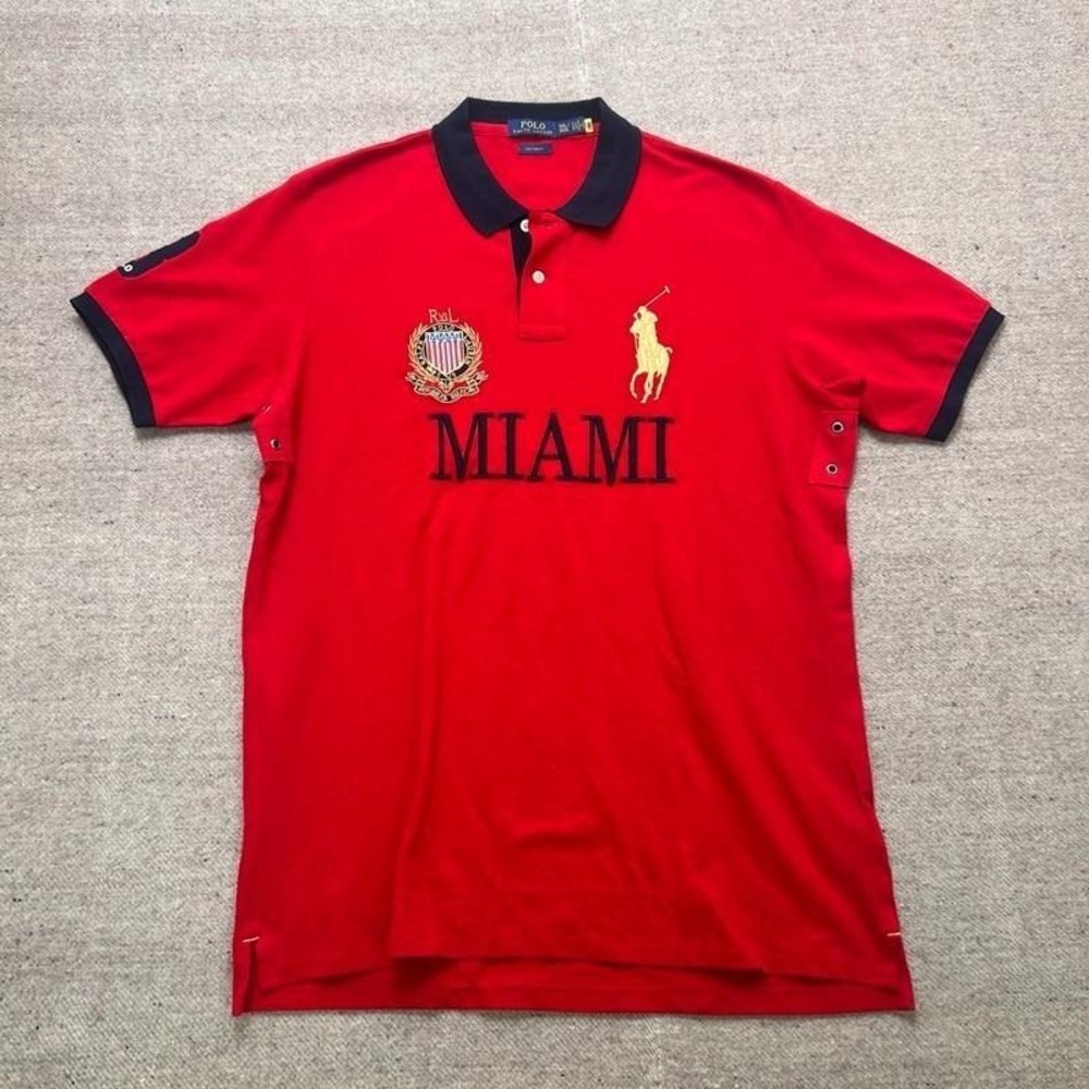 Polo Ralph Lauren Polo Shirt Mens 2XL Red Miami Big‎ Pony